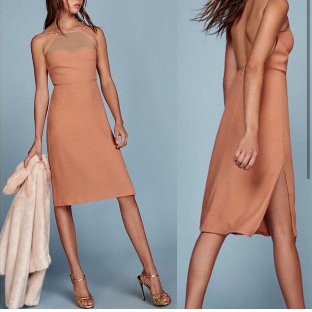 Reformation Margot backless dress buff blush pink 2